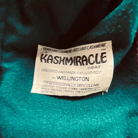 VTG Kashmiracle By Wellington Jacket Women's 9/10 Teal Double-Breasted Coat USA - Picture 4 of 12